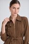 Stone Detailed Collar Cupra Skirt Set Khaki - 4
