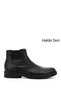 Men's Black Floater Genuine Leather Zippered Boots