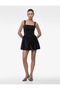Slim Fit Wide Collar Sleeveless Satin Mini Balloon Dress - 4