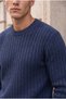 Ashton Ribbed Crew Neck Men's Knitwear Sweater - Indigo - 4