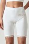 5-Piece Women's White Lace Above-Knee Panties 100% Cotton High Waist Ribbed Shorts-Panties Set - 2