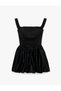 Slim Fit Wide Collar Sleeveless Satin Mini Balloon Dress - 6