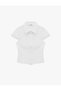 Slim Fit Short Sleeve Classic Collar Zip-Up Crop Shirt - 4