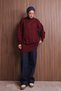 Women's Crew Neck Diamond Pattern Soft Knitwear Tunic 3127 Claret Red - 6