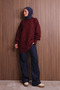 Women's Crew Neck Diamond Pattern Soft Knitwear Tunic 3127 Claret Red - 5