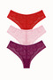 Women's Lace Front and Back Brazilian Panties Lycra Mixed Color 3-Pack - 7