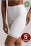 5-Piece Women's White Above-Knee Lace Boxer Panties 100% Cotton High Waist Heart Pointelle Shorts Panties Set