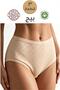 3-Piece Women's Skin Panties 100% Cotton High Waist Heart Pointelle Beige Panties Set