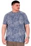 Mode XL Large Size Men's T-Shirt Crew Neck Etching Print U20037 Indigo