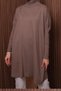 Women's Stand Collar Basic 80cm Loose Oversize Knitwear Tunic 1145 Mink - 2