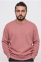 Men's Relax Fit Comfortable Cut Cotton Soft Textured 3 Thread Fleece Crew Neck Dusty Rose Sweatshirt - 8