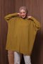 Women's Stand Collar Basic 80cm Loose Oversize Knitwear Tunic 3132 Mustard - 5