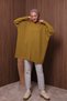 Women's Stand Collar Basic 80cm Loose Oversize Knitwear Tunic 3132 Mustard - 3