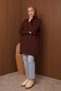 Women's Stand Collar Basic 80cm Loose Oversize Knitwear Tunic 3132 Brown - 6
