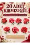 20 Pieces Red Roses Toothpick Ornament Set Cupcake Cake Cookie Cocktail Presentation Ornaments Cocktail Toothpicks Engagement Birthday Cocktail Invitation and Presentation Cake Decoration Ornament Thick Paper