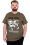 Fashion XL Large Size Men's T-Shirt Crew Neck New York U25036 Khaki