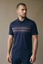 Men's Patterned Relax Fit Navy Blue Polo Neck T-Shirt - 4