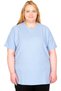 Mode XL Real Big Size Women's T-Shirt Waffle Textured 20033 Blue - 3