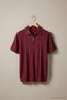 Men's Striped Loose Knitwear Burgundy Polo Neck T-Shirt - 4