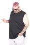 Fashion XL Battal Size Men's Sleeveless Tshirt Plain 20003 Black - 3