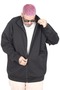 Mode Xl Large Size Men's Cardigan Zippered Stell Stand Collar 20571 Black - 5