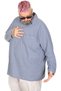 Mode XL Large Size Men's Sweatshirt Polo Neck Long Sleeve Waffle 23449 Indigo - 3