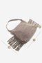 Women's Genuine Leather Tassel Detailed Hand and Shoulder Bag Soliga Mink Suede - 9