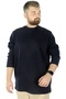 Mode XL Large Size Long Sleeve Half Fisherman Sweater 22558 Navy Blue