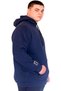 Mode XL Large Size Men's Hooded Sweatshirt Zippered 3 Thread Bronx U24560 Indigo - 2