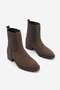 Women's Elastic Side Strap Heeled Casual Boots Tunles Brown Suede - 5