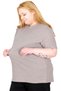 Mode XL Real Big Size Women's T-Shirt Waffle Textured 20033 Sutlu Brown - 5