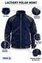 Polar Fleece Coat Zippered High Collar Navy Blue Casual Outerwear with Pockets - 4