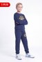 3 Thread Printed Boys' Double Pocket Crew Neck Sweatshirt Set