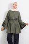 Ribbed Tunic with Flywheel Sleeves Y0104 - Khaki - 2