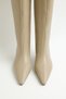Boots 2312 - Beige Women's Boots with Pointed Toe and Front Stitching Detail