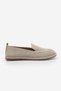 Women's Genuine Leather Loafer with Masculine Stitching Detail Casual Shoes Zinley Beige Suede - 3