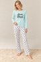 Women's Girl Power Printed Single Jersey Long Sleeve Pajama Set