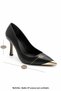 Women's Stiletto Pointed Toe Gold Detailed Classic Heeled Shoes Ginez Black - 8