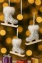 Christmas Pine Tree Ornament Set of 3 Silver Ice Skates 12 cm - 6