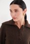 Half Buttoned Baby Collar Knit Sweater - 6