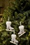 Christmas Pine Tree Ornament Set of 3 Silver Ice Skates 12 cm - 3