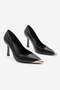 Women's Stiletto Pointed Toe Gold Detailed Classic Heeled Shoes Ginez Black - 5