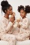 Cream Patterned Thermal Fabric Ultra Soft Knitted Pajama Set