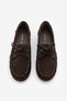 Women's Oval Toe Genuine Leather Lace-Up Moccasin Drawstring Loafer Casual Shoes Rudez Brown Suede - 7