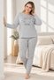 Women's Large Size Cotton Lycra Long Sleeve Pajama Set 30245-B - 2