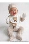 100% Cotton Newborn Baby Hospital Discharge Set 5 Pieces - Teddy Bear Patterned Brown - 2