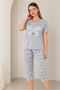 Women's Cotton Viscose Fabric Top and Bottom Capri Set 14421 - 2