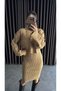 Women's High-Neck Knitted Motif Crop Sweater and Dress Set Biscuit - 4