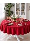 Pearl Velvet Textured Round Tablecloth Red - 4