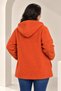 Orange Large Size Hooded Short Coat - 2